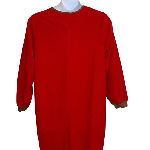 Nick & Nora Red Sock Monkey Pajamas Womens XL Footie Unionsuit PJs Costume Solid - Picture 7 of 10